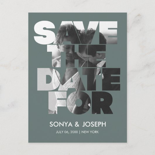 Eenvoudige kleur Elegante tekst en foto Opslaan De Briefkaart (Voorkant)