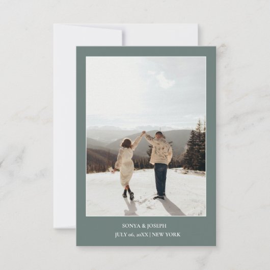 Eenvoudige kleur Elegante tekst en foto Opslaan De Save The Date (Voorkant)