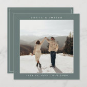 Eenvoudige kleur Elegante tekst en foto Opslaan De Save The Date (Voorkant / Achterkant)