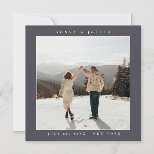 Eenvoudige kleur Elegante tekst en foto Opslaan De Save The Date (Voorkant)