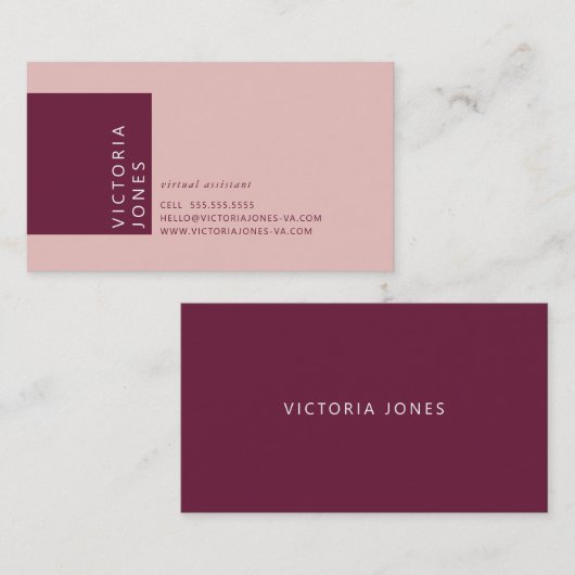 EENVOUDIGE KLEUR moderne minimale koraal roze prui Visitekaartje (Voorkant / Achterkant)