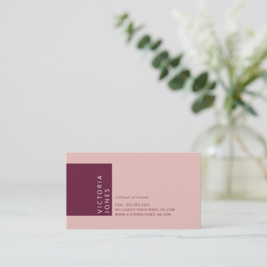 EENVOUDIGE KLEUR moderne minimale koraal roze prui Visitekaartje (Staand voorkant)