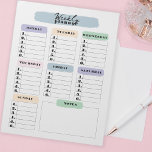Eenvoudige Kleur Veranderlijke Brushstroke Wekelij Notitieblok<br><div class="desc">Dit aanpasbare notitieblok is perfect om uw week georganiseerd te houden! Met zeven kolommen voor elke dag van de week en zes rijen voor taken of evenementen, zul je nooit een beat missen. U kunt andere kleuren kiezen met het gereedschap Bewerken. Houd je planning in de gaten met deze handige...</div>