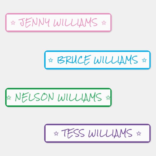 Eenvoudige Kleuren Custom Name Star Clothing Iron  Labels (Groep)