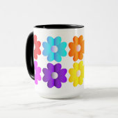 eenvoudige kleuren witte bloemen grafische kunst mok (Voorkant links)