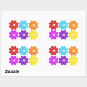  eenvoudige kleuren witte bloemen grafische kunst rechthoekige sticker (Vel)