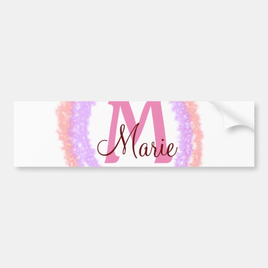 Eenvoudige kleurige glitter sparter voeg monogram  bumpersticker (Voorkant)