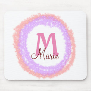 Eenvoudige kleurige glitter sparter voeg monogram  muismat