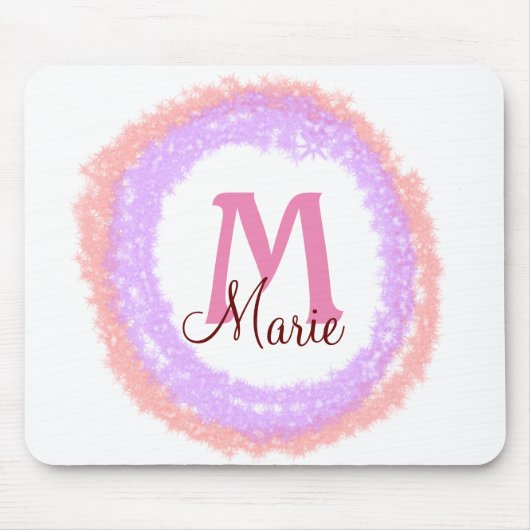 Eenvoudige kleurige glitter sparter voeg monogram  muismat (Voorkant)