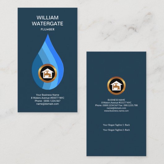 Eenvoudige kleurige waterdruppelaar visitekaartje (Voorkant / Achterkant)