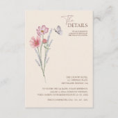 Eenvoudige kleurige wilde bloemen bruiloft details informatiekaartje (Voorkant)