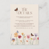 Eenvoudige kleurige wilde bloemen bruiloft details informatiekaartje (Voorkant)