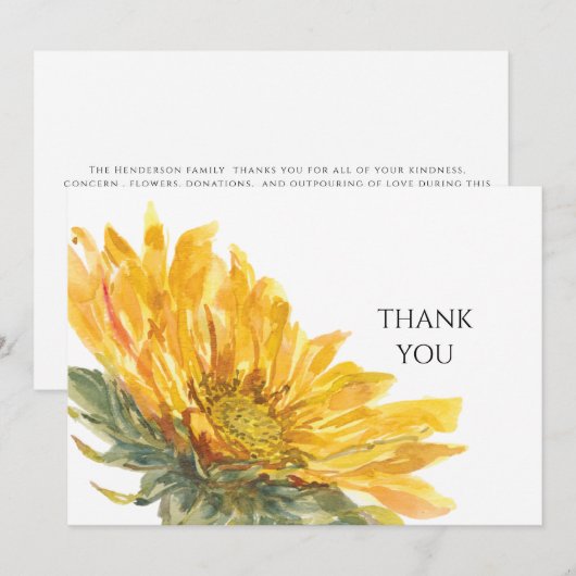 Eenvoudige kleurige zonnebloem Funeral Bedankt (Voorkant / Achterkant)