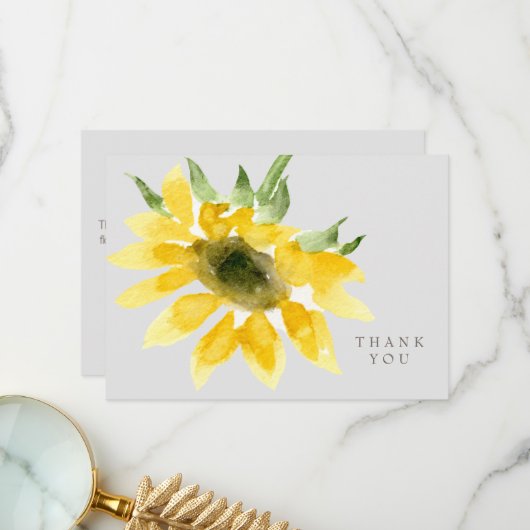 Eenvoudige kleurige zonnebloem Funeral Bedankt (Voorkant / Achterkant in situ)