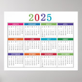 Eenvoudige kleurrijke 2025 Kalender Poster (Voorkant)