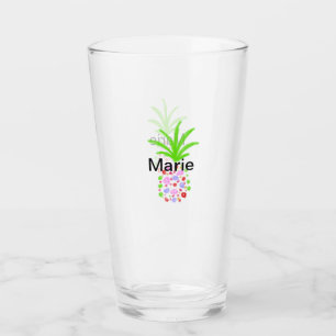 Eenvoudige kleurrijke ananas voeg naam toe minimaa glas