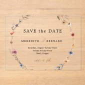 Eenvoudige Kleurrijke Bloemen Huwelijk Save the Da Acryl Uitnodigingen (Voorkant)