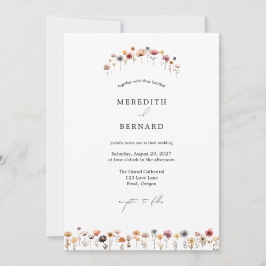 Eenvoudige Kleurrijke Bloemen Trouwdetails en Kaart (Voorkant)