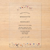 Eenvoudige kleurrijke bloemenbruiloft acryl uitnodigingen (Voorkant)