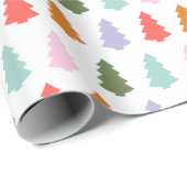 Eenvoudige kleurrijke bomen wintervakantie cadeaupapier (Rol Hoek)