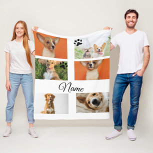 Eenvoudige kleurrijke dieren voeg naam foto collag fleece deken
