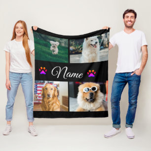 Eenvoudige kleurrijke dieren voeg naam foto collag fleece deken