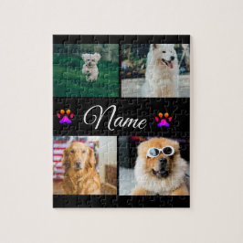 Eenvoudige kleurrijke dieren voeg naam foto collag legpuzzel