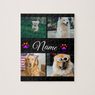 Eenvoudige kleurrijke dieren voeg naam foto collag legpuzzel