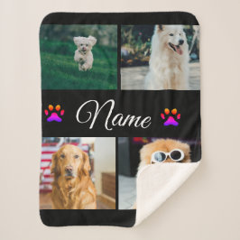 Eenvoudige kleurrijke dieren voeg naam foto collag sherpa deken