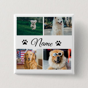 Eenvoudige kleurrijke dieren voeg naam foto collag vierkante button 5,1 cm