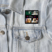 Eenvoudige kleurrijke dieren voeg naam foto collag vierkante button 5,1 cm (In situ)