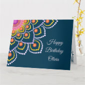 Eenvoudige kleurrijke Dot Mandala Happy Birthday K Kaart (Gele Bloem)