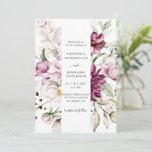 Eenvoudige kleurrijke elegante bloemenbruiloft kaart (Staand voorkant)