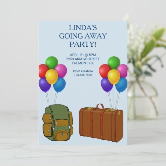 Eenvoudige kleurrijke gaan weg partij uitnodiging (Staand voorkant)