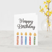 Eenvoudige kleurrijke heldere verjaardagskaarsen kaart (Gele Bloem)