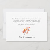 Eenvoudige kleurrijke Herfst gebladerte begrafenis Bedankkaart (Achterkant)