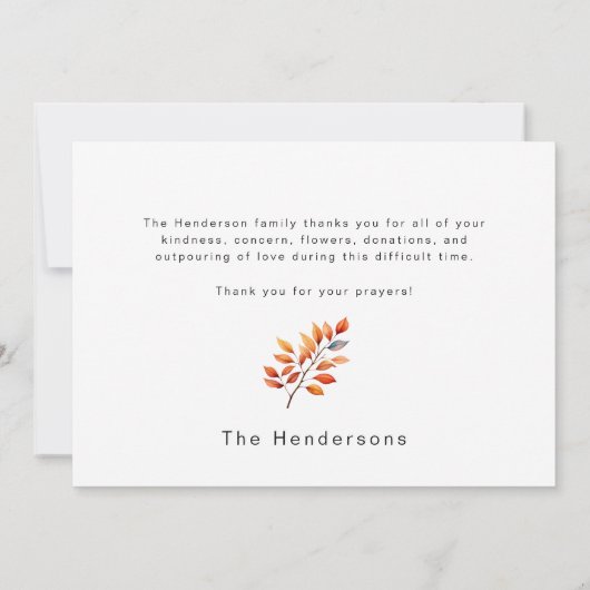 Eenvoudige kleurrijke Herfst gebladerte begrafenis Bedankkaart (Achterkant)