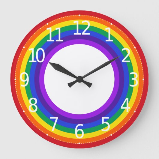 Eenvoudige kleurrijke LGBT Pride-regenboog | Wandk Grote Klok (Voorkant)