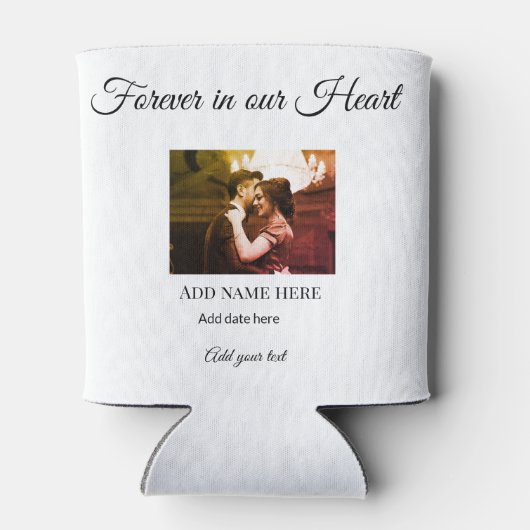 Eenvoudige kleurrijke minimale liefhebbende geheug blikjeskoeler (Achterkant)