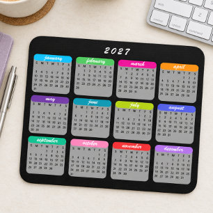 Eenvoudige Kleurrijke Minimalistische Zwarte 2027 Muismat