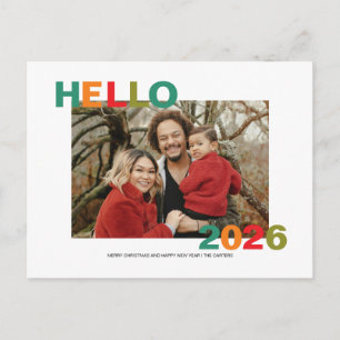 Eenvoudige kleurrijke moderne typografie 2026 foto briefkaart