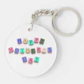Eenvoudige kleurrijke Moederdag Tegels | SLEUTELHA Sleutelhanger (Achterkant)