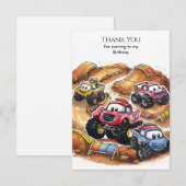 Eenvoudige Kleurrijke Monster Truck Verjaardag Bedankkaart (Voorkant / Achterkant)