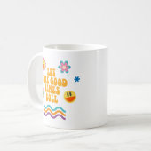 Eenvoudige Kleurrijke Retro Smiley Flower Rainbow  Koffiemok (Voorkant links)