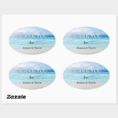 Eenvoudige kleurrijke strand bruiloft dank u ovale sticker (Vel)