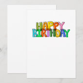 Eenvoudige kleurrijke verjaardagswensen bedankkaart (Voorkant / Achterkant)