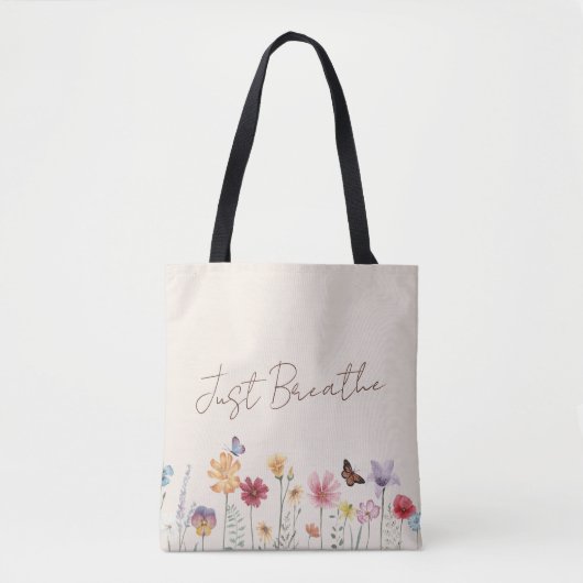 Eenvoudige kleurrijke Wildbloemen en Vlinders Yoga Tote Bag (Voorkant)