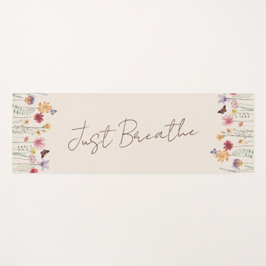 Eenvoudige Kleurrijke Wildbloemen en Vlinders Yogamat (Voorkant (horizontaal))