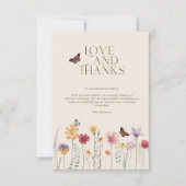 Eenvoudige kleurrijke wilde bloem liefde en Bedank Bedankkaart (Voorkant)