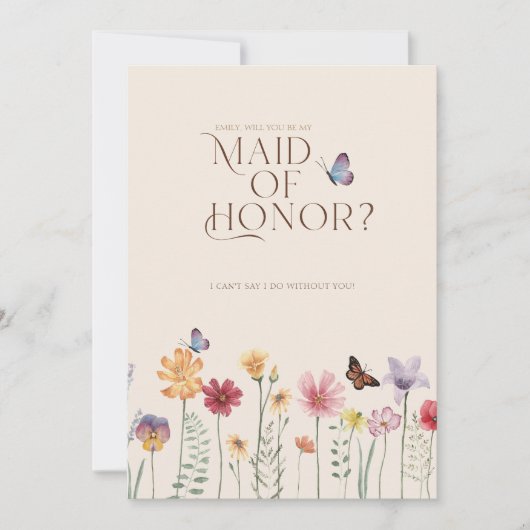 Eenvoudige Kleurrijke Wilde Bloem Wees Mijn Getuig Kaart (Voorkant)